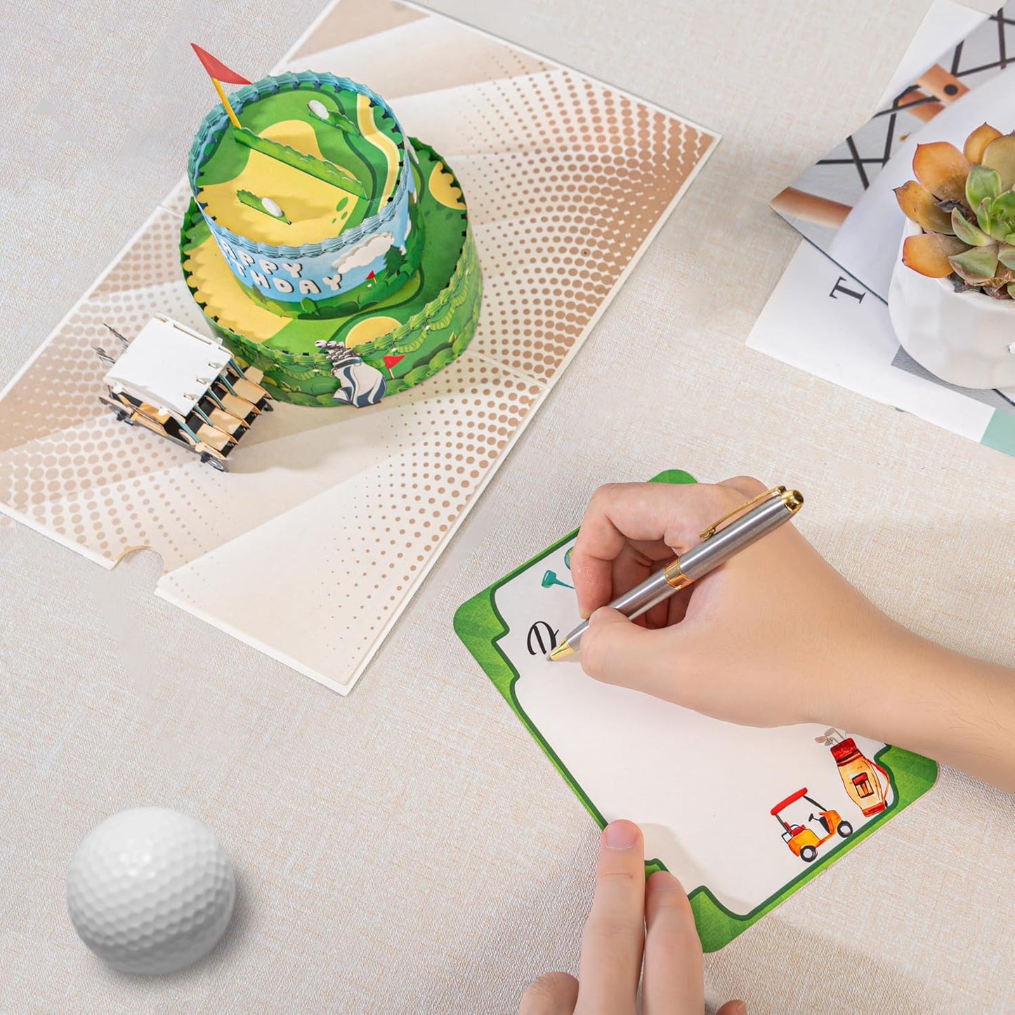 Golf Birthday Card - 3D Personalized, Funny, Handmade Birthday Card for Dad - Father's Day Pop Up Card for Golfers, Pap, Boss, Grandpa, Golf Men Husband from Daughter, Wife