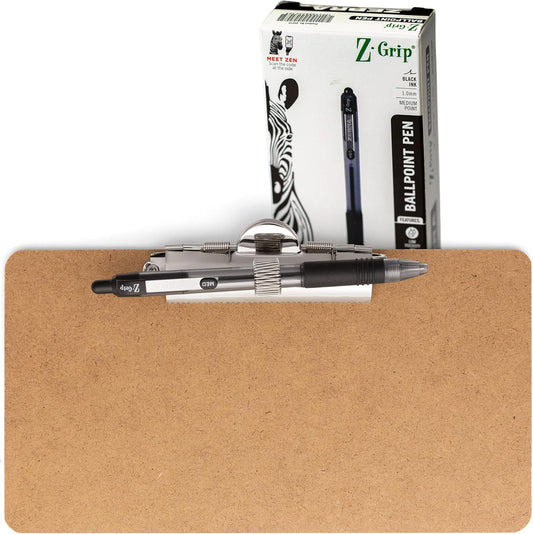 Officemate 5" x 9" Clipboard for Receipts, Low Profile Metal Clip & Pen Holder on Side, Memo Size for Restaurants, Hotels, Food Trucks, Bars, Schools, and Other Venues, 12 Clipboards + 12 Pens (83159)