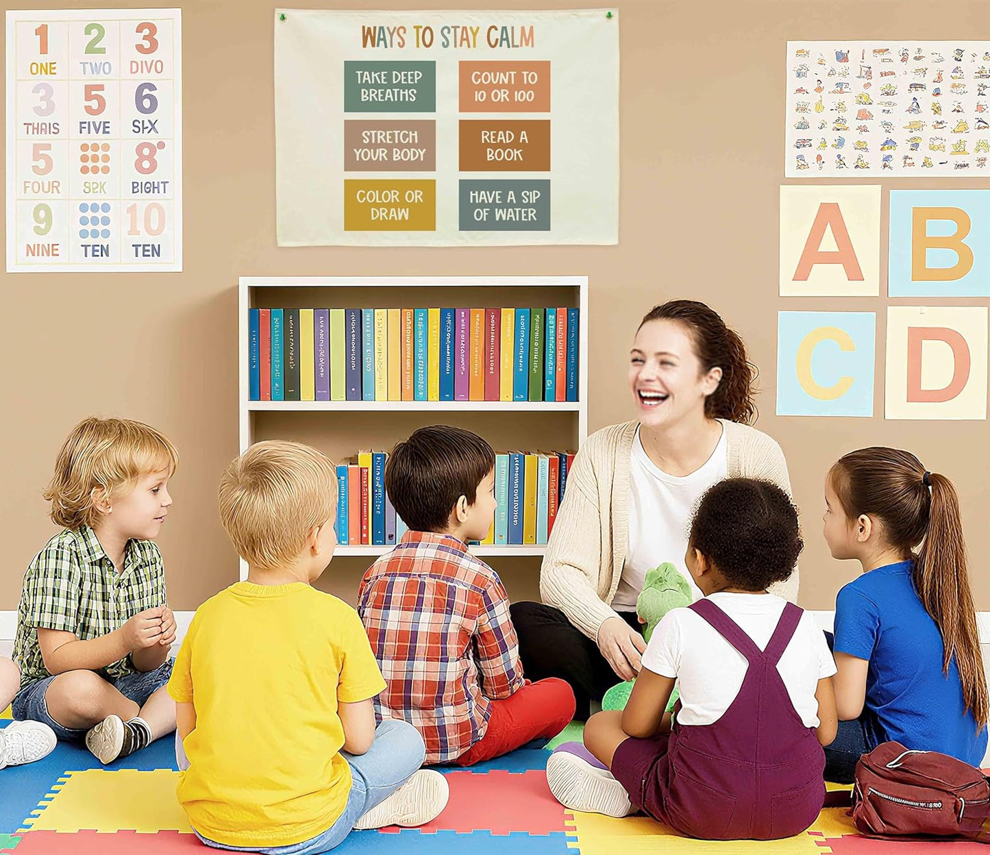 Classroom Decor-Classroom Wall Poster-Teacher Gift-Nursery Decor- Rectangle Banner Flag Wall Decor-Christmas Gift-Psychology Treatment Office Wall Sign-Mental Health-Ways To Stay Calm-28.5"L×20"W