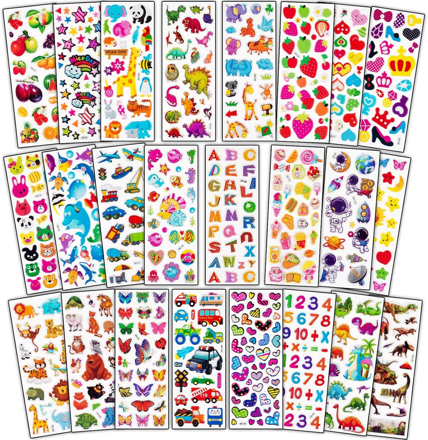 3D Stickers for Kids & Toddlers, 500+ 3D Puffy Stickers Including Animals, Letters, Numbers, Dinosaurs, Cars and More for Boys, Girls, Teachers, Reward, Craft Scrapbooking