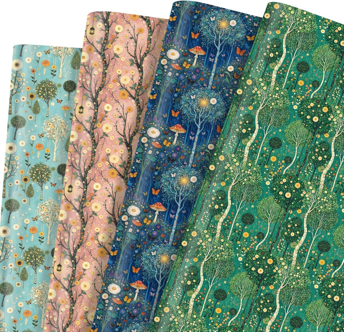 Pineraap Forest Wrapping Paper 12 Sheets Oil Painting Woodland Greenery Gift Wrap for Nature Lovers,Artists,Birthday,20"×28"