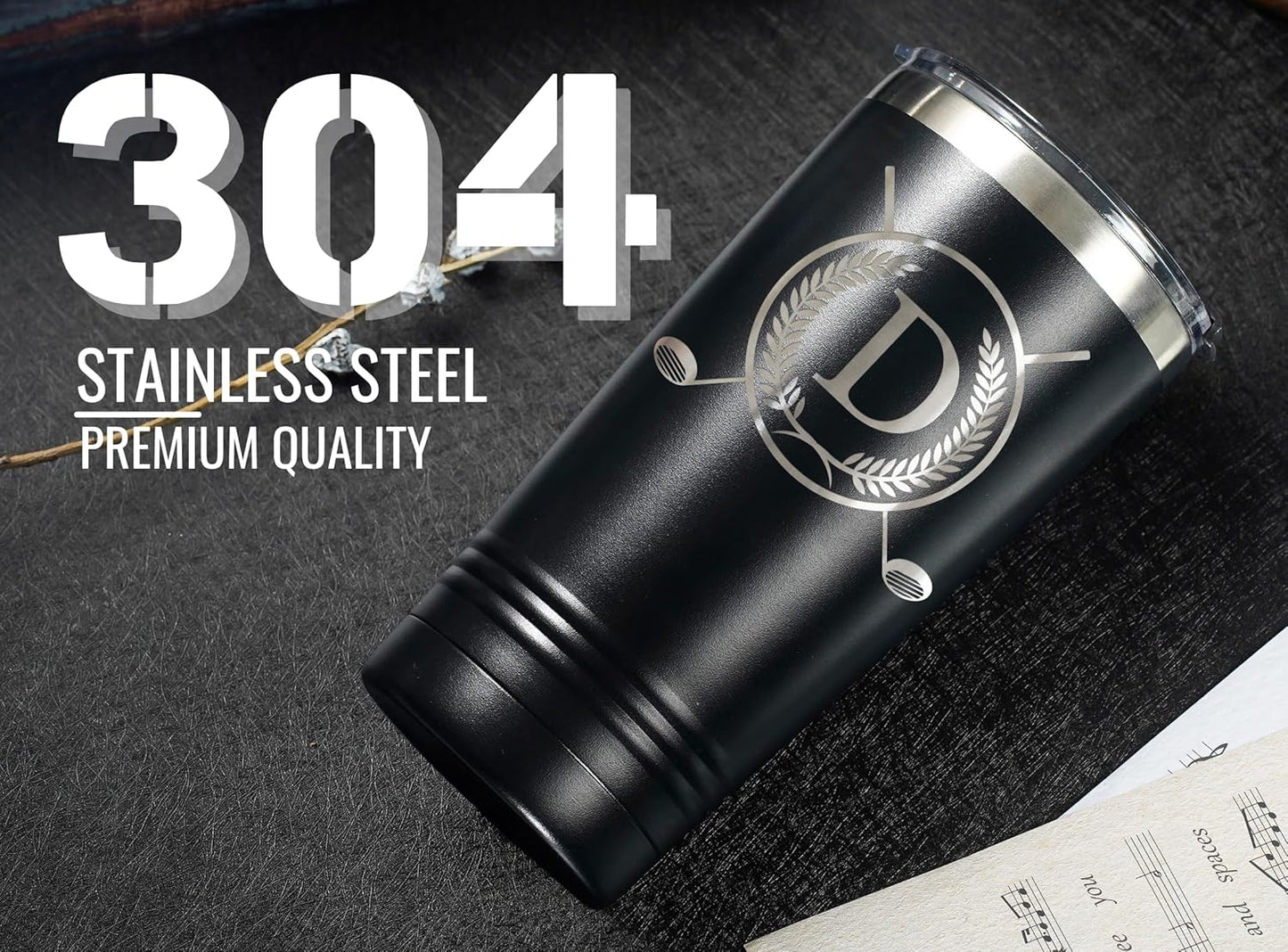 Onebttl Golf Gifts for Men with Initial for Golfer & Golf Lovers, 20oz Travel Mug, Perfect Gifts for Men, Birthday, Christmas - D