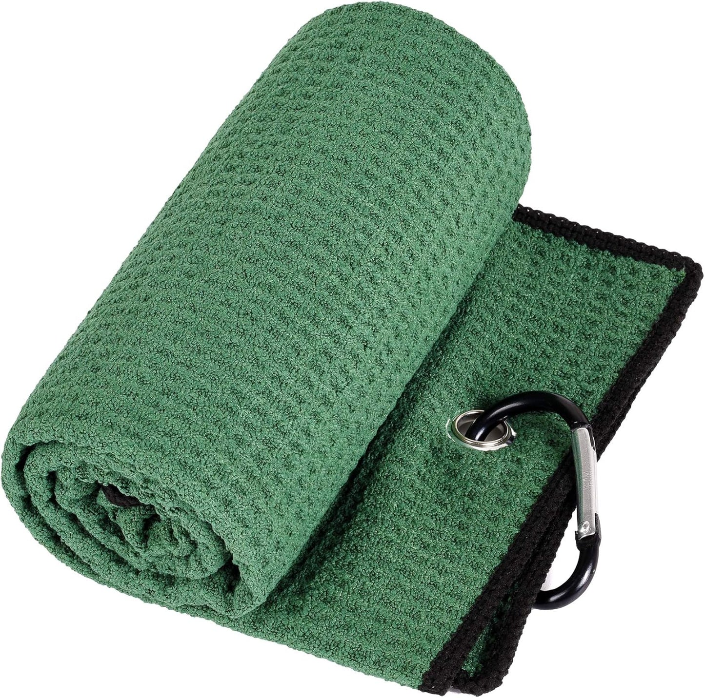 Mile High Life Microfiber Waffle Pattern Golf Towel | Club Groove Cleaner Brush | Foldable Divot Tool with Magnetic Ball Marker (Green Towel/Brush/Bone Divot)