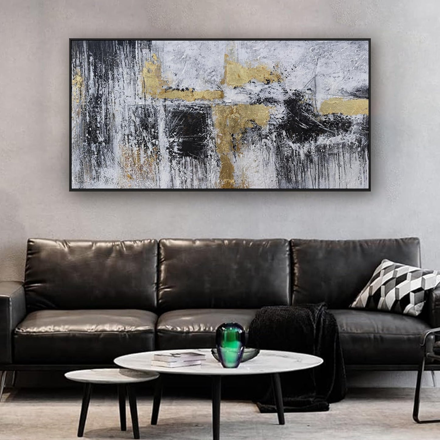 Abstract Wall Art Small Size Black And Gold Modern Minimalist Artwork Framed Home Artwork Decor Modern Minimalist Canvas Painting Living Room Decor For Bedroom Office Wall Decor 20"X40"