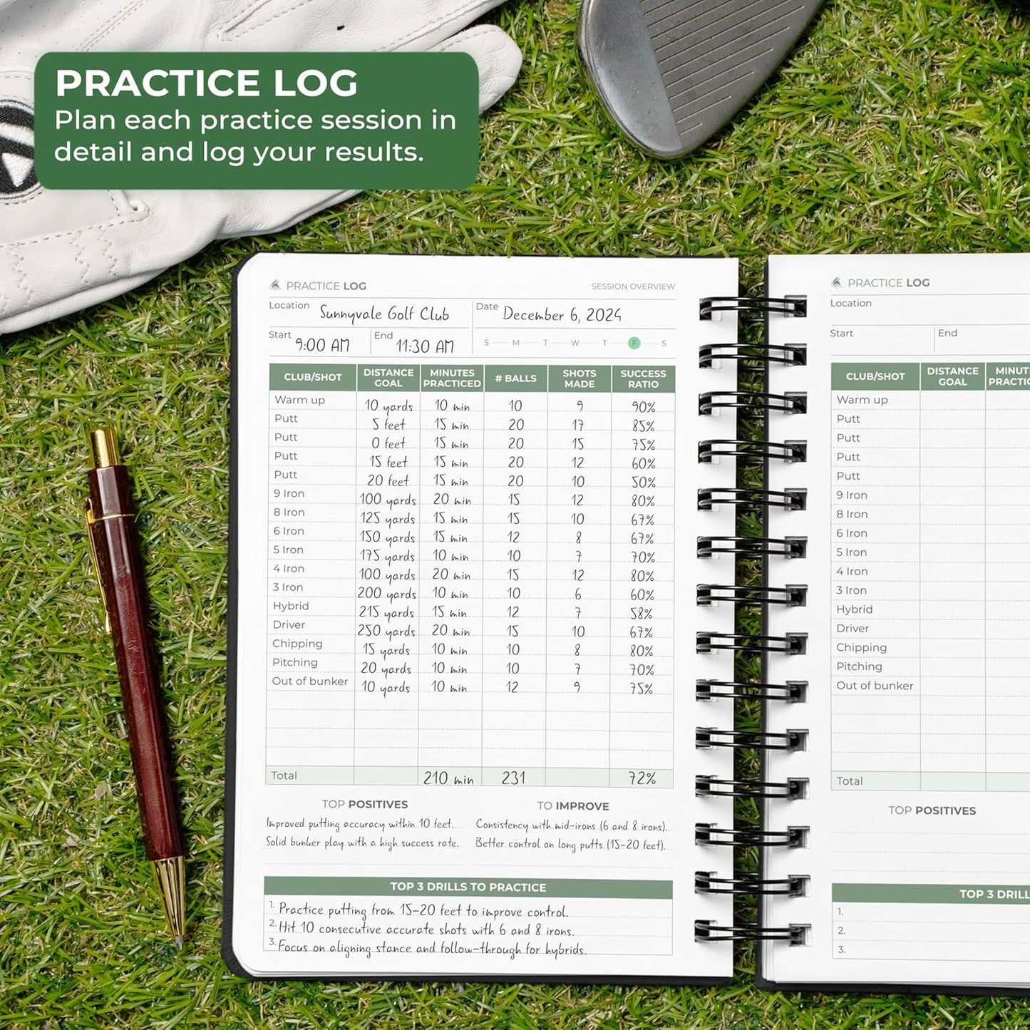 Clever Fox Golf Log Book – Small Training & Scorecard Journal – Pocket Notebook – Golf Practice Accessories & Gifts Ideas for Men (Black)