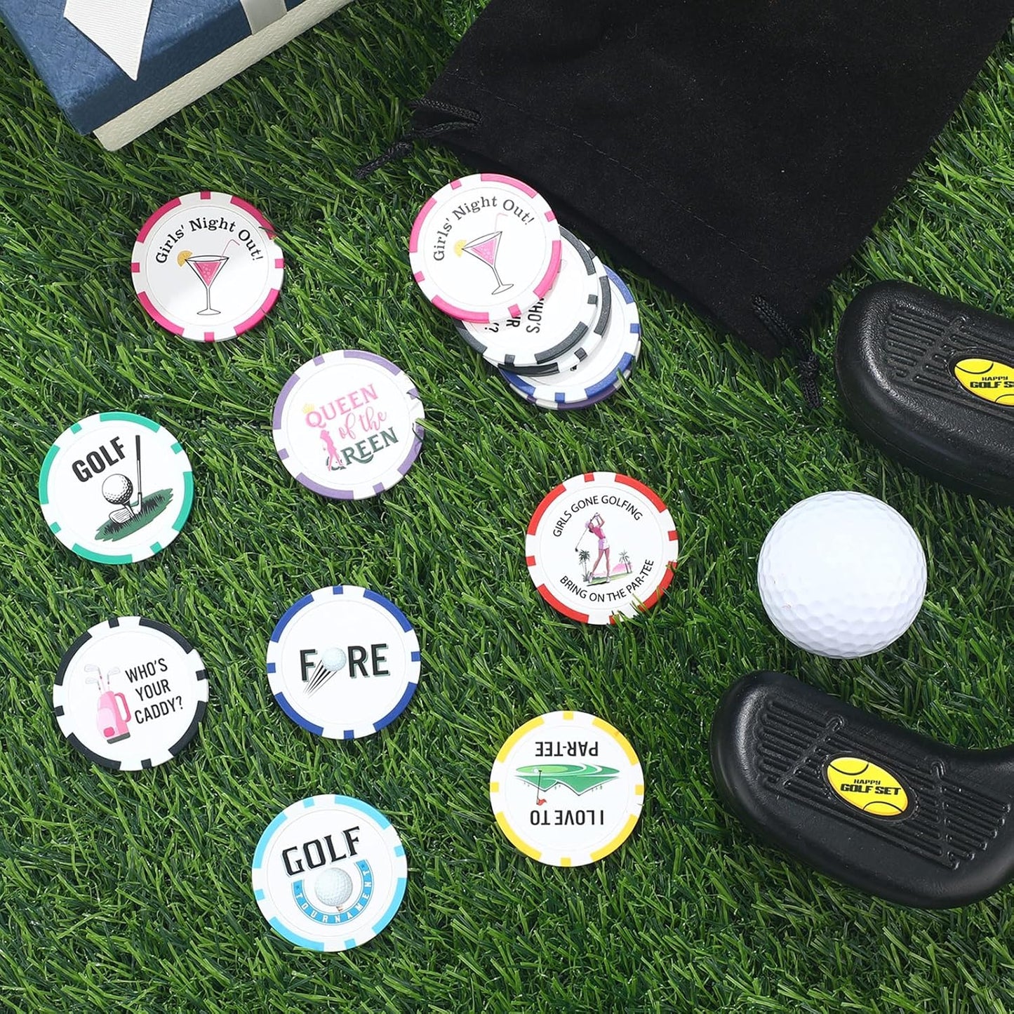 Sosation 24 Pcs Golf Ball Marker Funny Poker Chip Collection Poker Chip 1.57 Inches Ball Marker Set for Adult Accessories, 8 Styles
