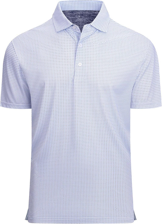 Alex Vando Mens Golf Shirt Moisture Wicking Classic Print Golf Shirts for Men