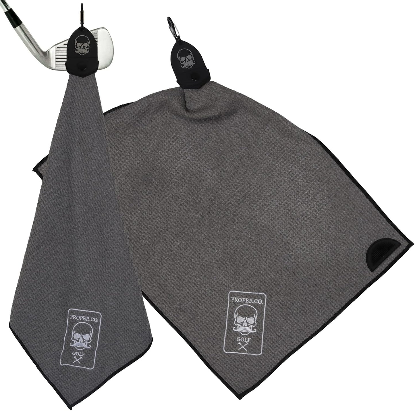 Magnetic Golf Towel (Grey) Microfiber Golf Towel | Ultra Absorbant Waffle Pattern | Extra Strong Magnet for Golf Cart or Clubs