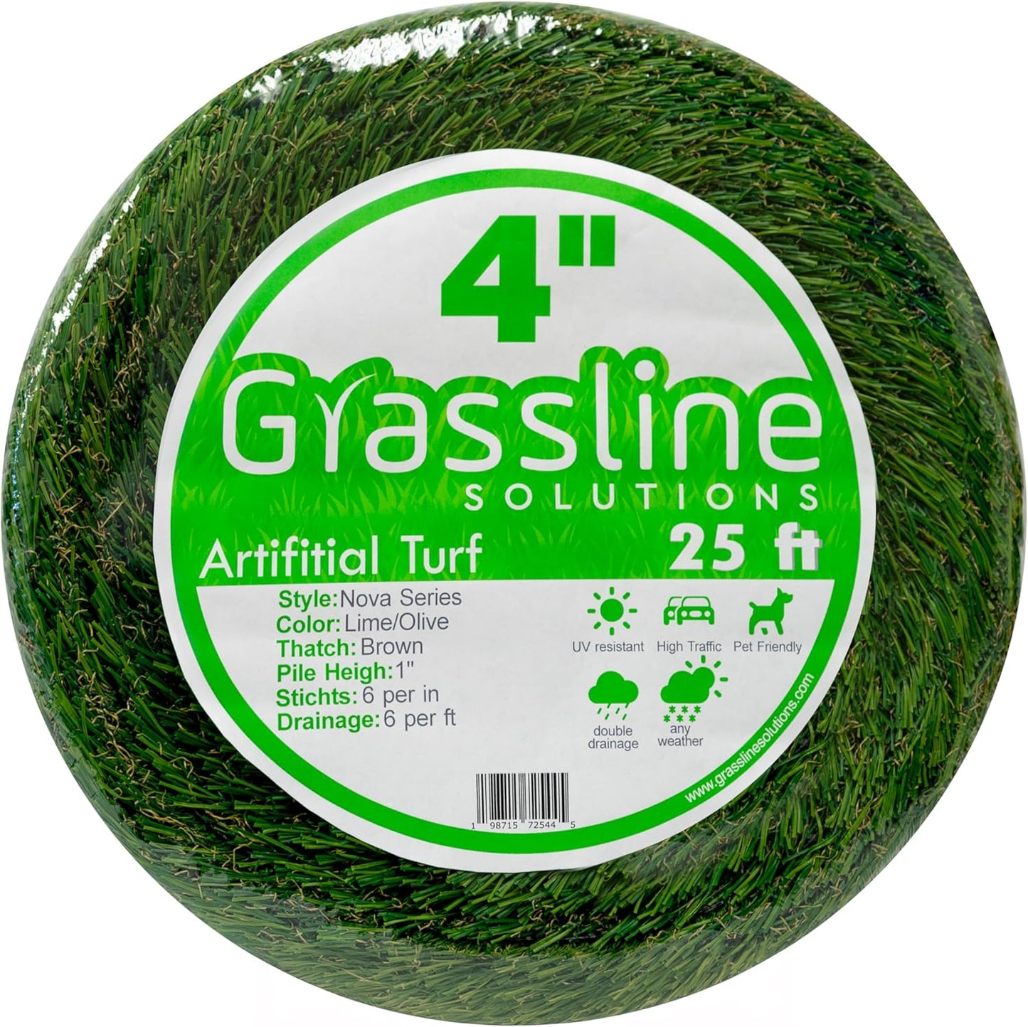 Artificial Grass Strip 4" x25' for Indoor/Outdoor Use-Realistic, 1" Thick Synthetic Turf for DIYers and Professionals, Pre-Cut Roll for Easy Installation and Creative Designs (4in x 25ft)