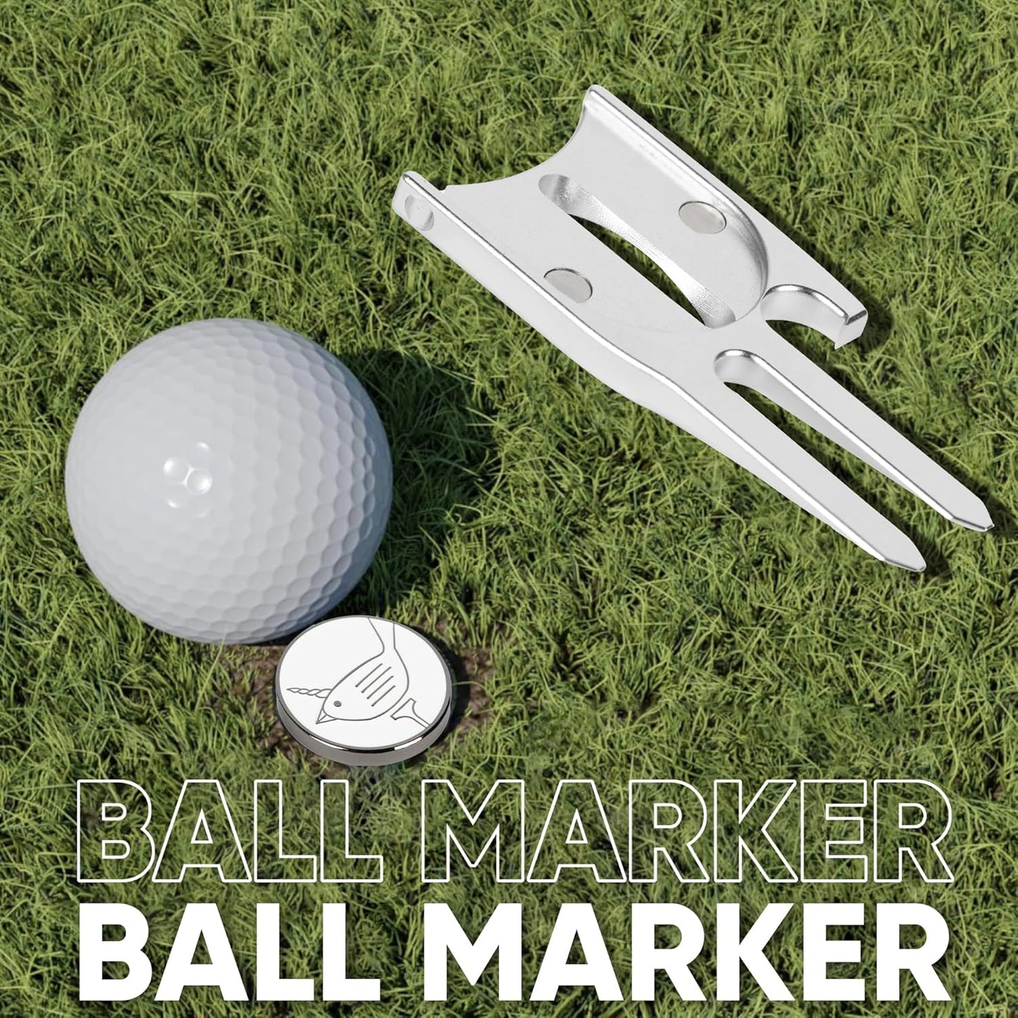 Birdicorn Golf Divot Repair Tool & Golf Ball Marker 6-in-1 Golf Divot Tool