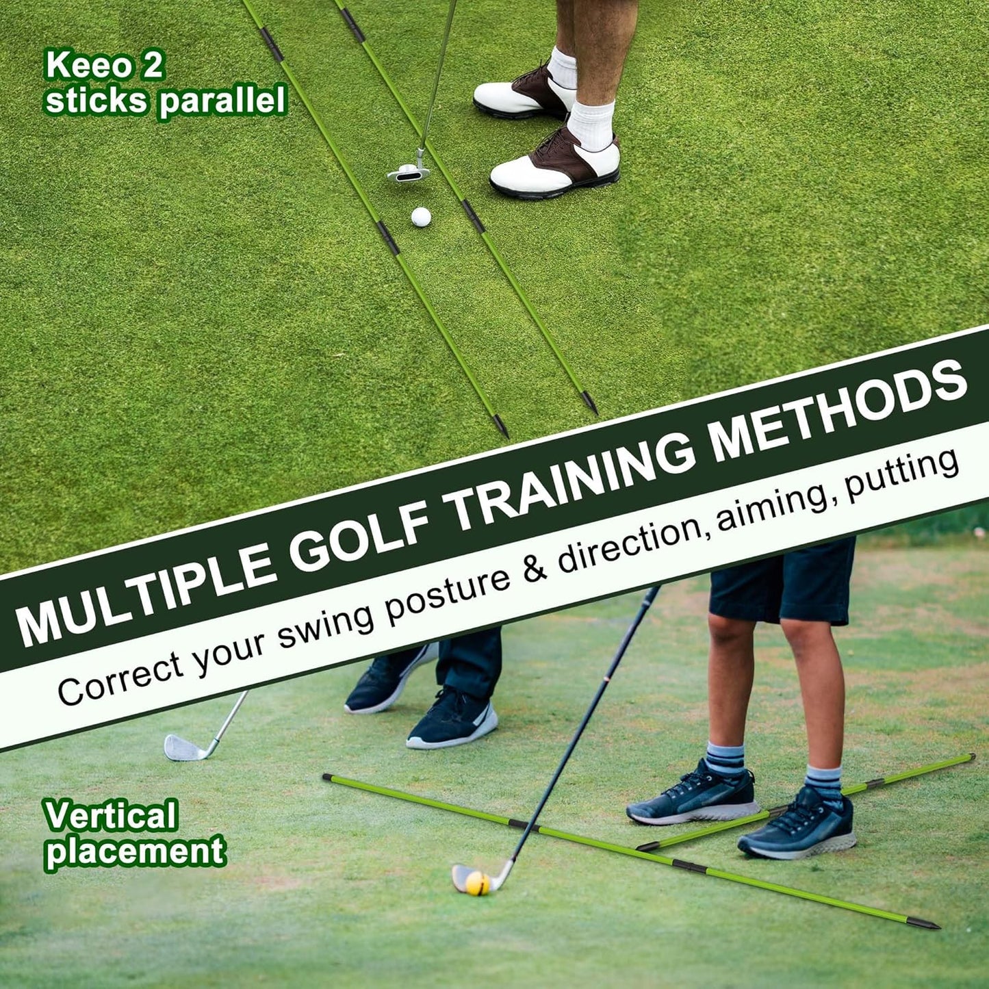 Kulamait 2 Pack Golf Alignment Sticks,Collapsible Golf Alignment Rods 48" Golf Practice Sticks Golf Training Aid for Aiming,Putting,Golf Training Sticks with Clear Tube Case