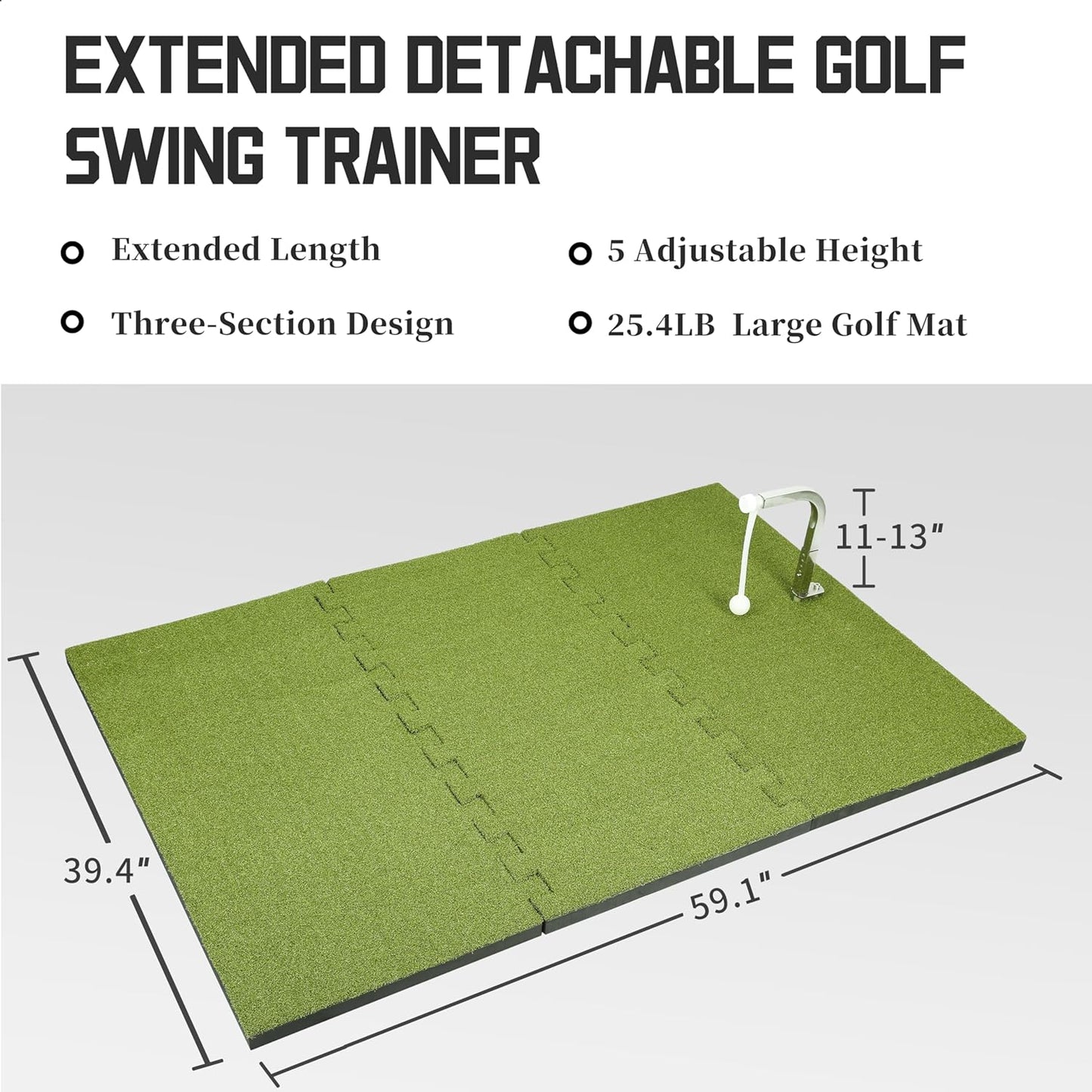 PGM Golf Swing Trainer 3.0 – Enlarged Golf Hitting Mat with 5 Adjustable Heights, Automatic Ball Return, Pure Path Golf Swing Training Aid for Indoor & Outdoor Practice, Home Golf Training Equipment