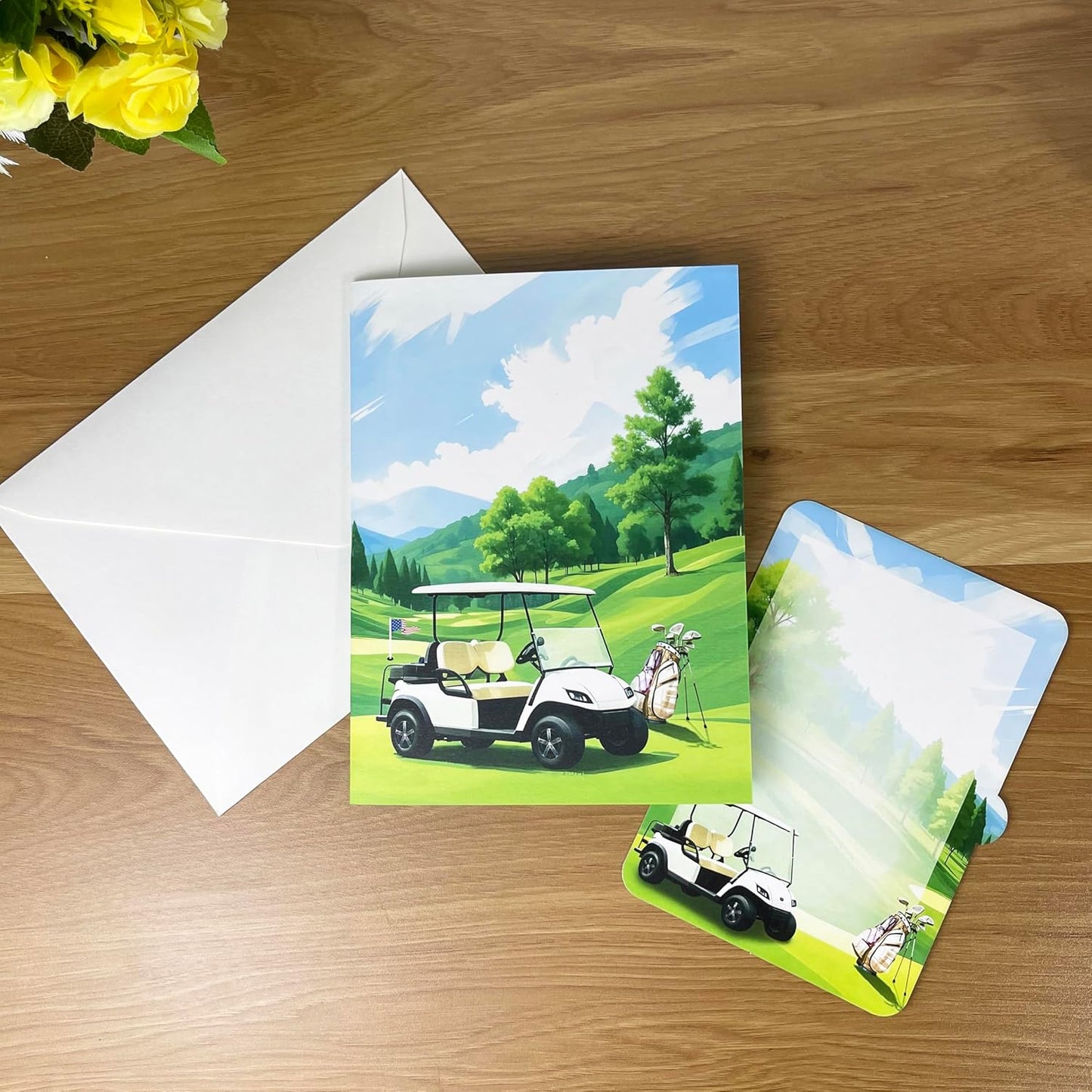 3D Golf Cart Popup Card - Handmade Paper Art for Birthday, Anniversary, Christmas, Father’s Day - Unique Greeting Card Gift for Him, Her, Mom, Dad, Son, Daughter, Husband, Boyfriend, Golfer