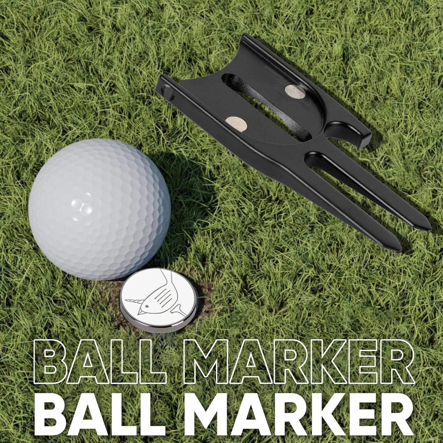 Birdicorn Golf Divot Repair Tool & Golf Ball Marker 6-in-1 Golf Divot Tool