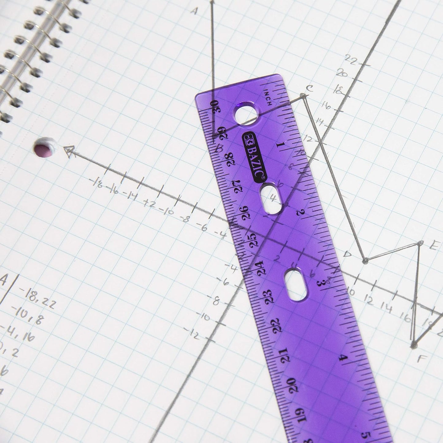 BAZIC Products Jeweltones Color Plastic Ruler 12" (30cm), Inches Centimeter Metric Measuring Drafting Rulers, for Students School Supplies (4/Pack), 2-Packs