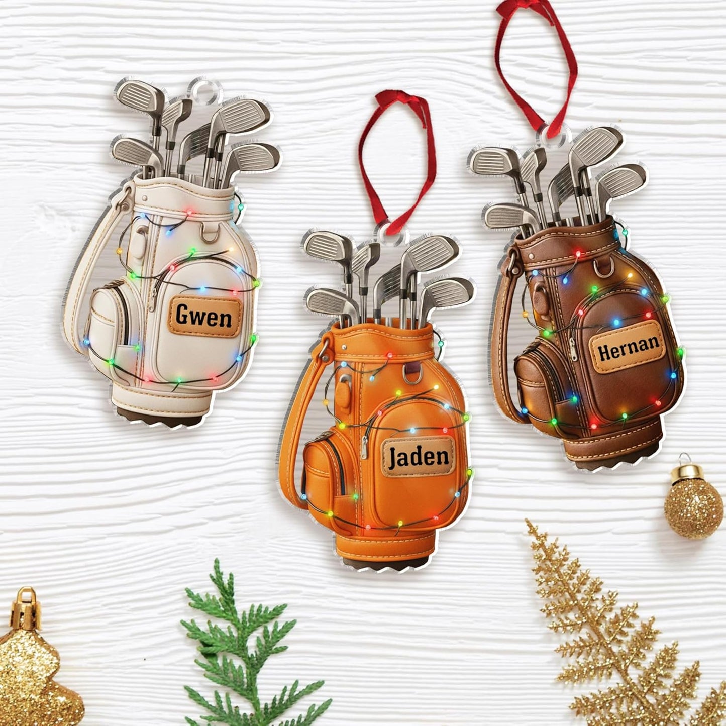 LOVELYPOD Personalized Golf Christmas Ornament, Custom Golfer Bag 2D Acrylic Ornaments,Golf Lover Christmas Tree Decoration, Gift for Golfs Enthusiasts, Golfer Holiday Keepsake 02