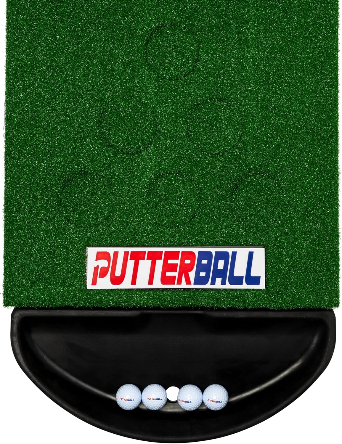 PutterBall Original Golf Putting Game Set – Backyard 12 ft Putting Green Pong Style Golf Mat with 2 Putters, 2 Balls & Hole Covers (PutterBall Original)
