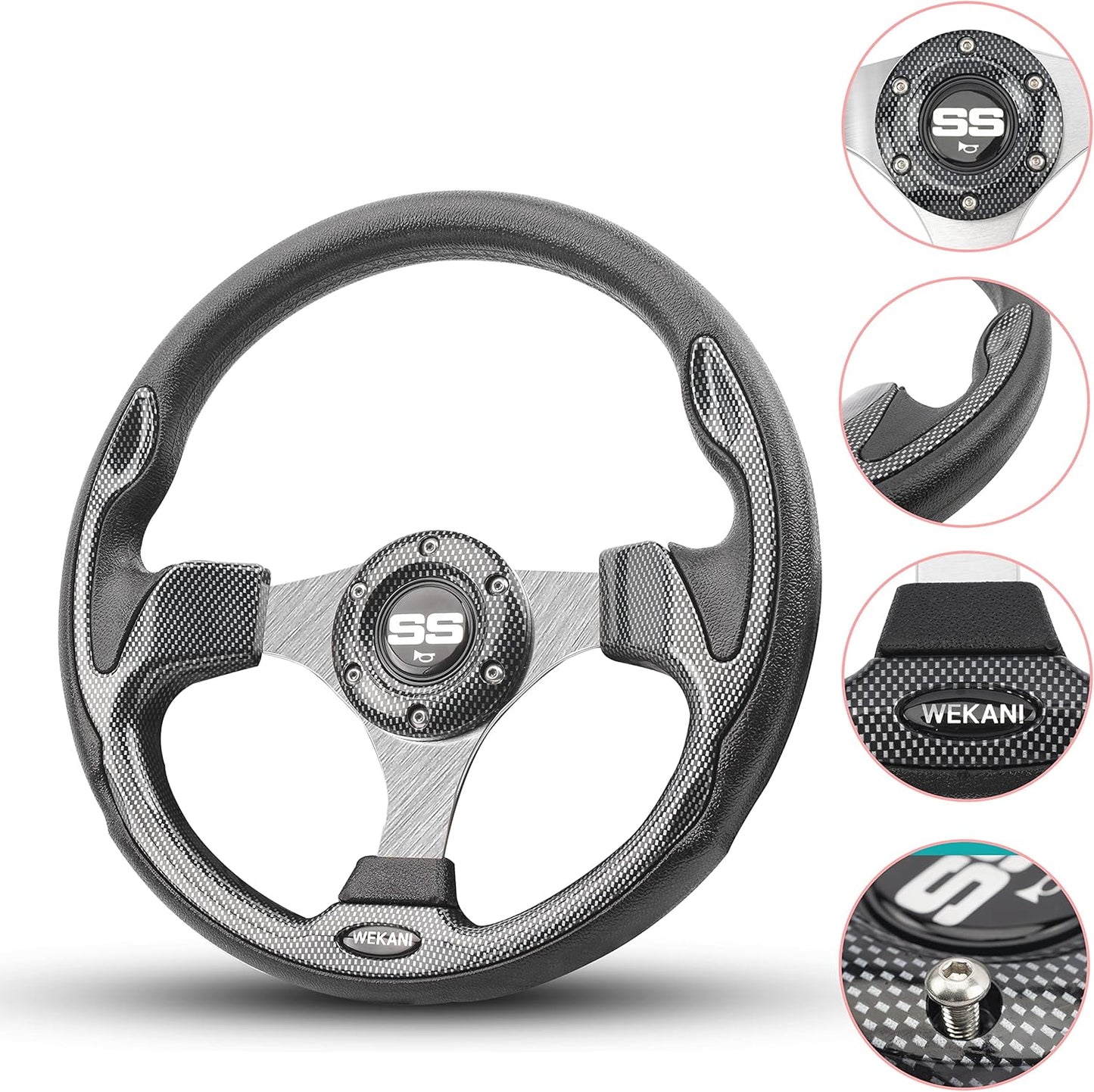 Golf Cart Steering wheel for EZGO YAMAHA and Club Car Precedent Most Golf carts Silver Gray