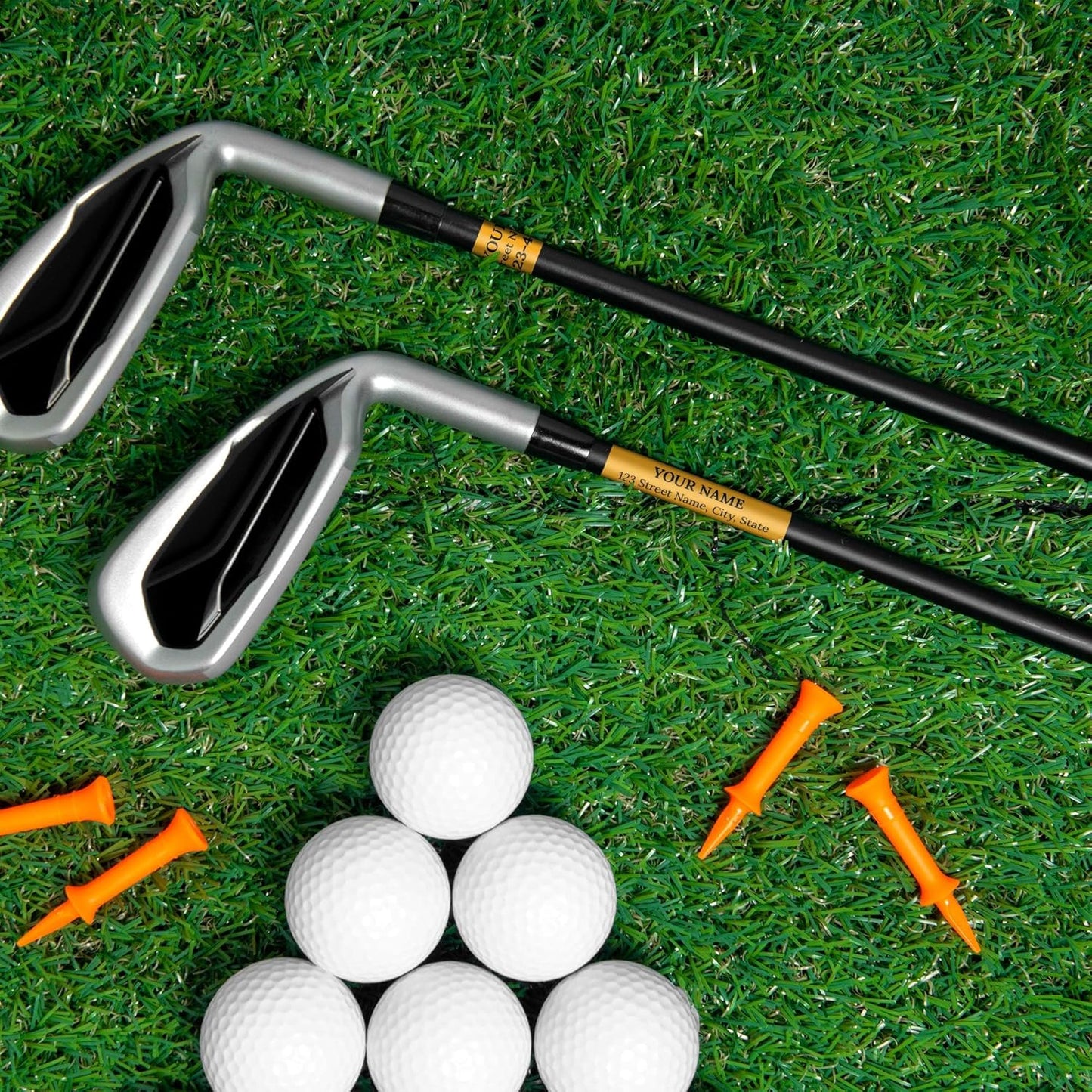 Custom Yellow Golf Club ID Labels, Personalized Golf Club Name Sticker,0.75x2 Inches, Set of 30, 4 Mil Vinyl Decal Stickers Weather Resistant, Made in USA by My Sign Center