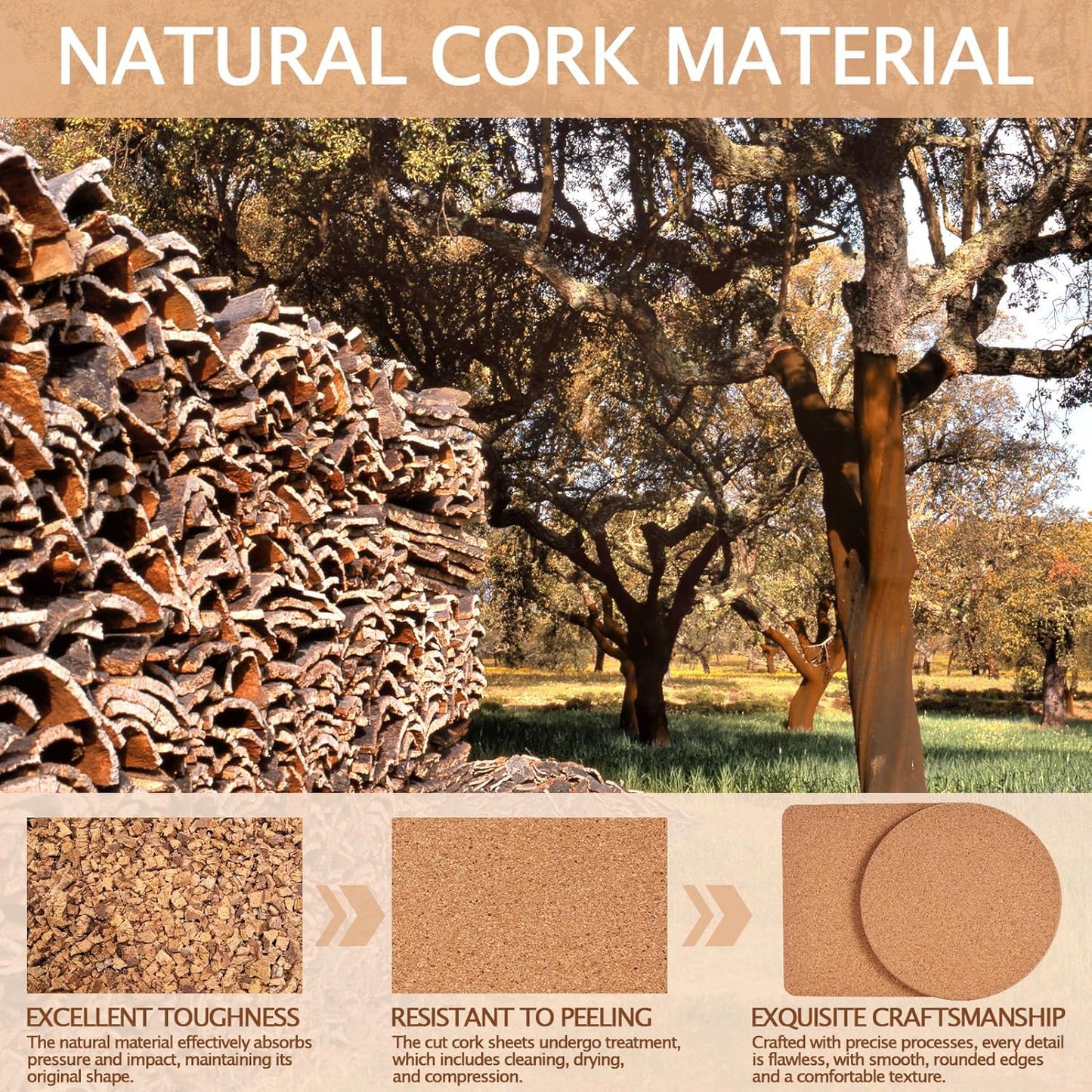 60 Pieces Cork Coasters for Drinks, GOH DODD Thicken Absorbent Blank Coasters for DIY Crafts Laser Engraving Sublimation Wood Burning Plants Painting Housewarming Gifts Wedding Education, 4 Inch