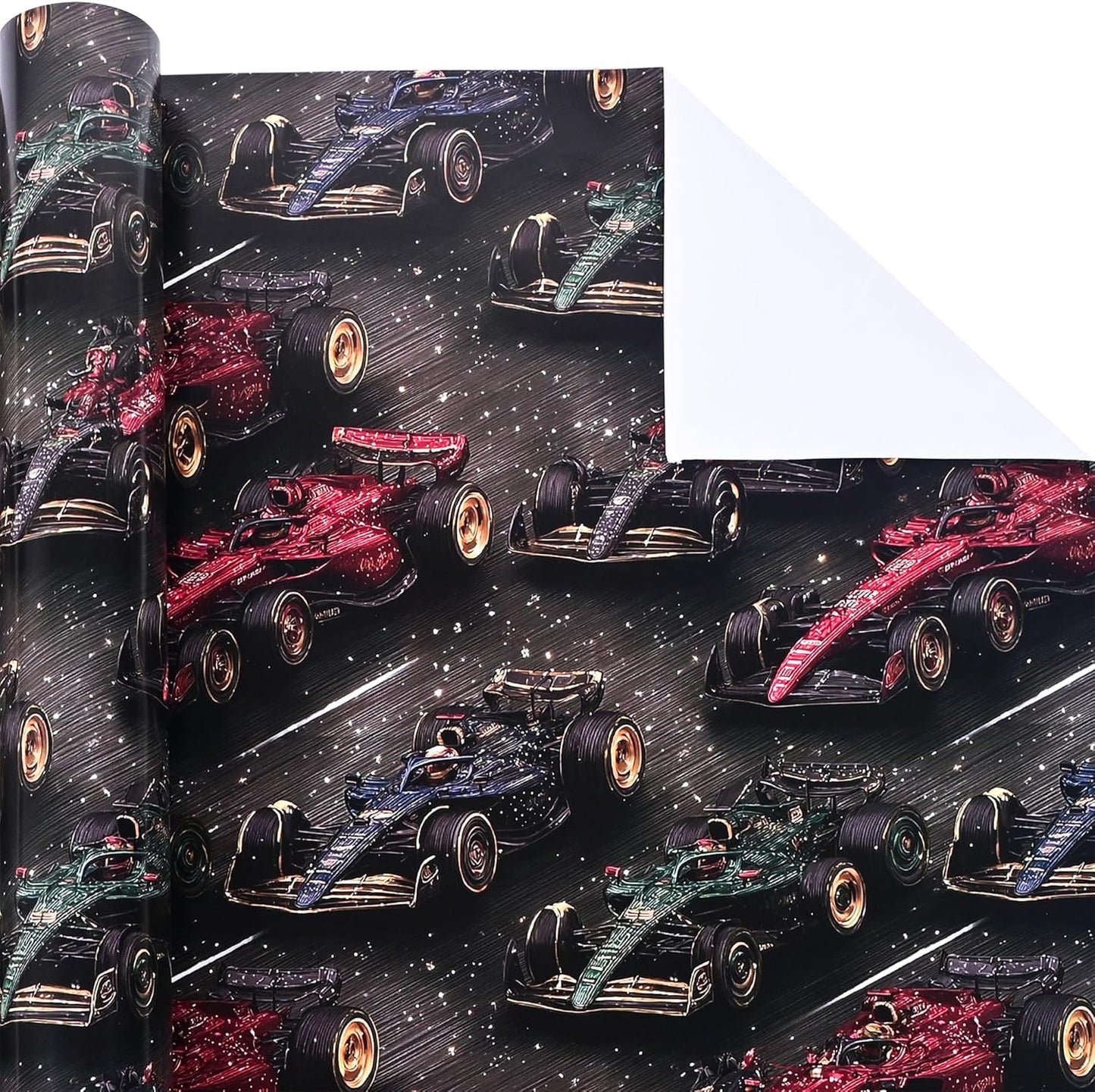 Altarho Race Car Wrapping Paper Roll for Kids Boys - Racing Car Design Birthday Gift Wrap Sheets for Holidays, Birthdays, Babay Shower and Christmas Total 28.5sq.ft