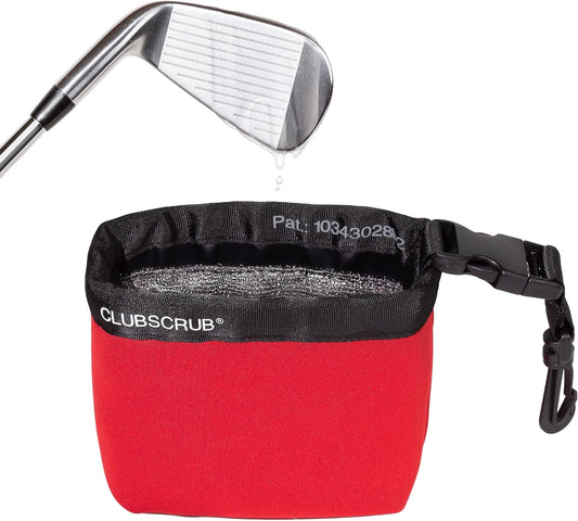 Club Scrub Golf Club and Golf Ball Cleaning Bag, Waterproof Clean Face Technology Liner, Detachable Clip, Machine Washable, Cleans Club Grooves, Dry Exterior (Neoprene or Microfiber Option Available)