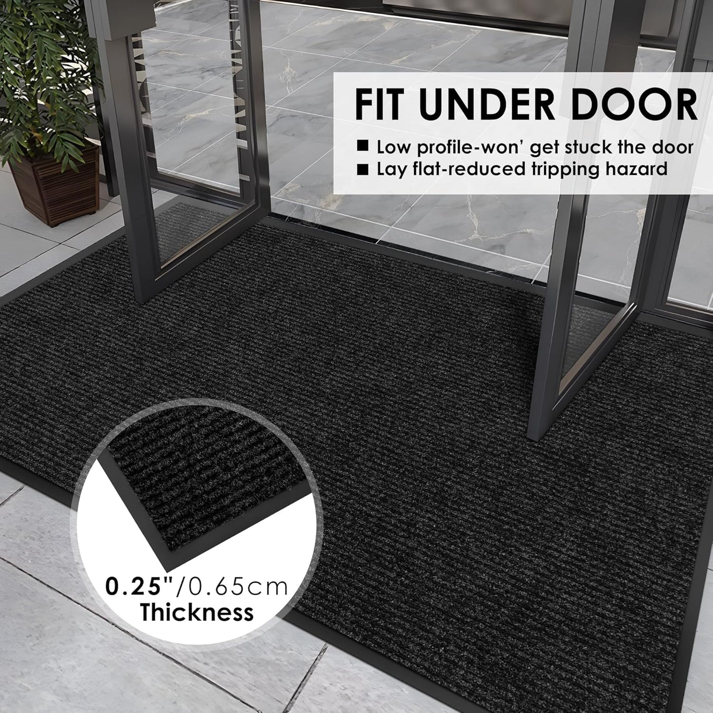 2′ x 47′ Front Door Mat Indoor Outdoor Entrance, Commercial Floor Mat Heavy Duty Dirt Trapper Entryway Doormat, Custom Size Non Slip Rubber Backing Welcome mat, Door Mat for High Traffic Area