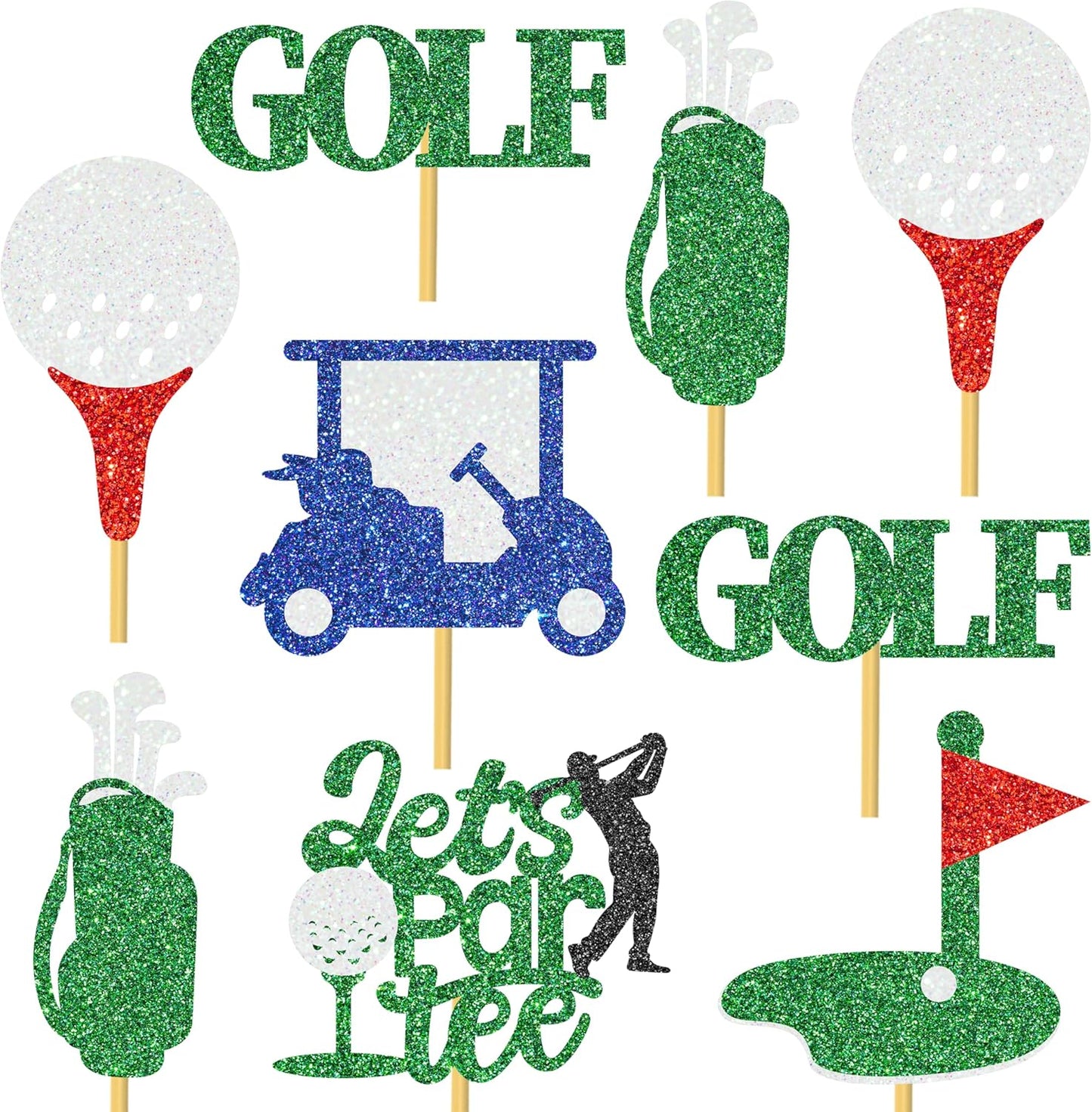 12Pcs Golf Party Centerpiece Sticks Glitter Golf Birthday Party Table Toppers Golf Centerpiece Decorations for Golf Sport Theme Baby Shower Supplies