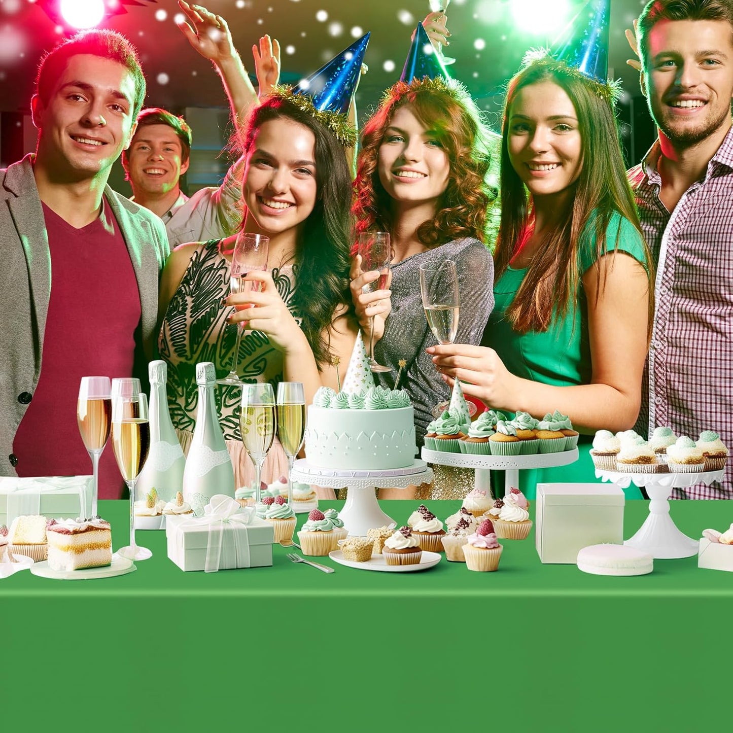 4 Pieces Light Green Series Rectangle Tablecloth, 54x72" Solid Color Waterproof & Spillproof Disposable Plastic Table Cover, Durable Party Tablecloth for Dining, Buffet, Picnic, Outdoor Events