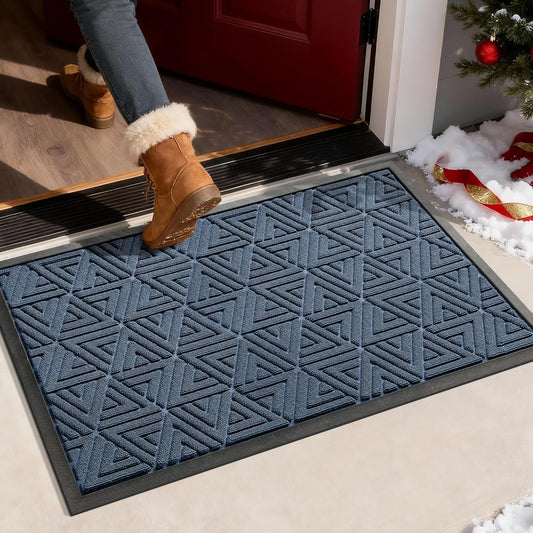 Yimobra Large Door Mat 36x24, All-Weather Waterproof Non-Slip Welcome Matt Outdoor, Heavy Duty Non Slip Doormat for Entryway for Patio and Garage Indoor, Easy Clean, Blue