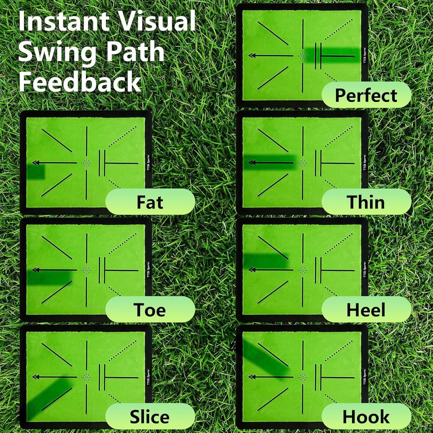 Golf Hitting Mats, Golf Mats Practice Outdoor Indoor, Tri Turf Chipping Mat Training Equipment – 3 Replaceable Pad with Instant Swing Path Feedback for Backyard/Driving Range - 13" x 17"