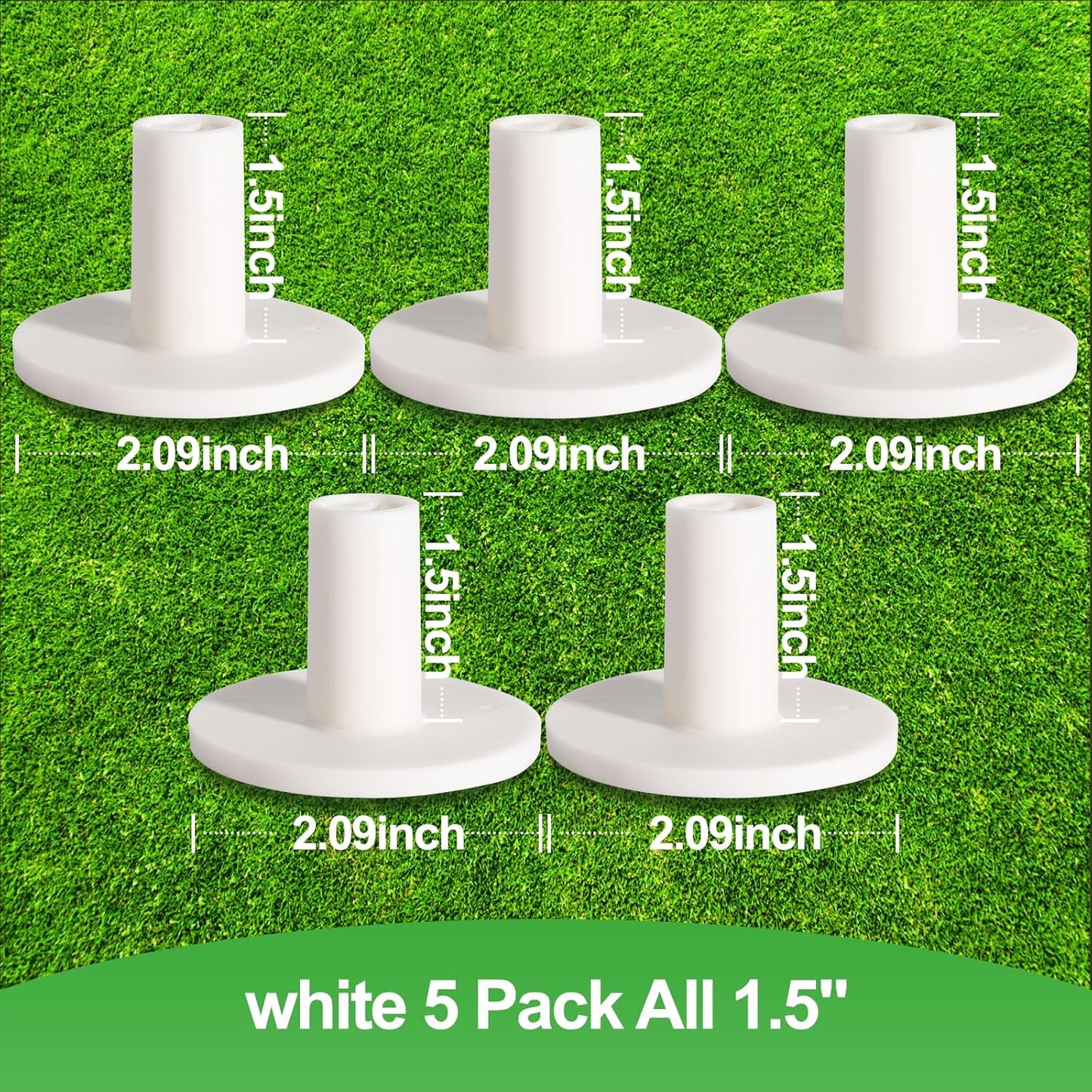 Rubber Golf Tees for Mats Adjustable Height Golf Simulator Tees, Indoor Outdoor Practice, Non-Slip Golf Mat Tees with Holder, Compatible with Driving Range & Golf Simulators