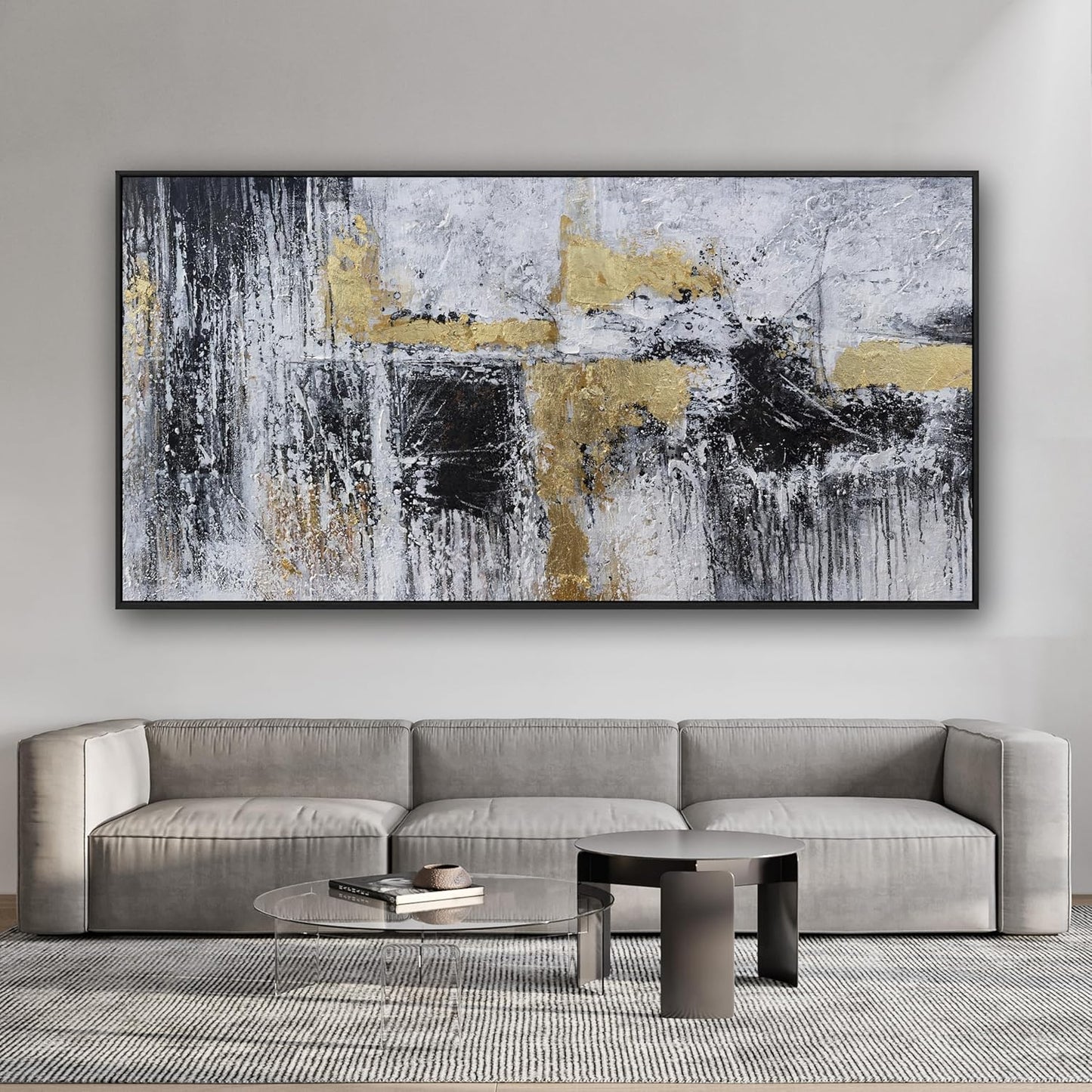 Large Abstract Wall Art Wall Decor Bedroom Pictures Artwork Black And Gold Wall Decor Artwork Modern Painting Wall Decoration Pictures For Living Room Home Kitchen Office 29x58 Inch Framed