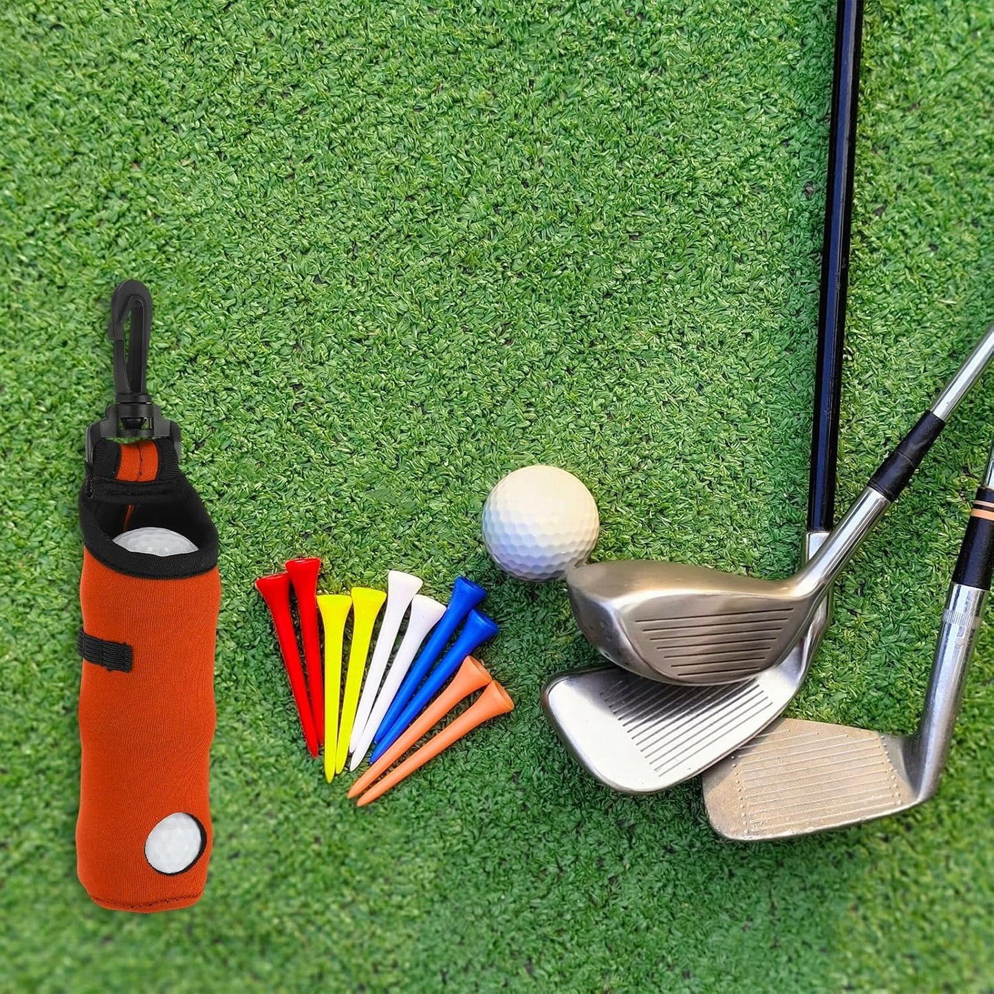 uxcell Golf Ball Carry Bag, Waist-Mounted Storage Bag Neoprene Golf Tee Holder Pouch with Lightweight Hook for Men and Women