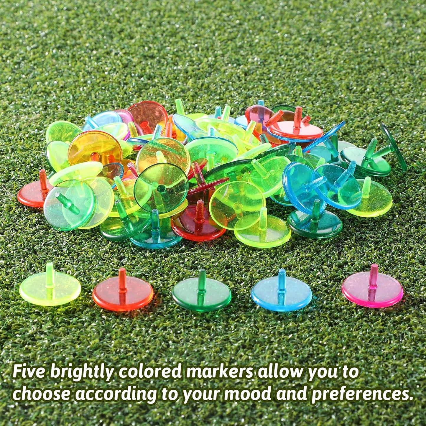 Golf Ball Marker, Bulk 50 Pcs Multicolor Plastic Round Golf Ball Position Markers Transparent Flat Round Golfs Mark Accessories for Golfs and Baseball On-Course (24 mm)
