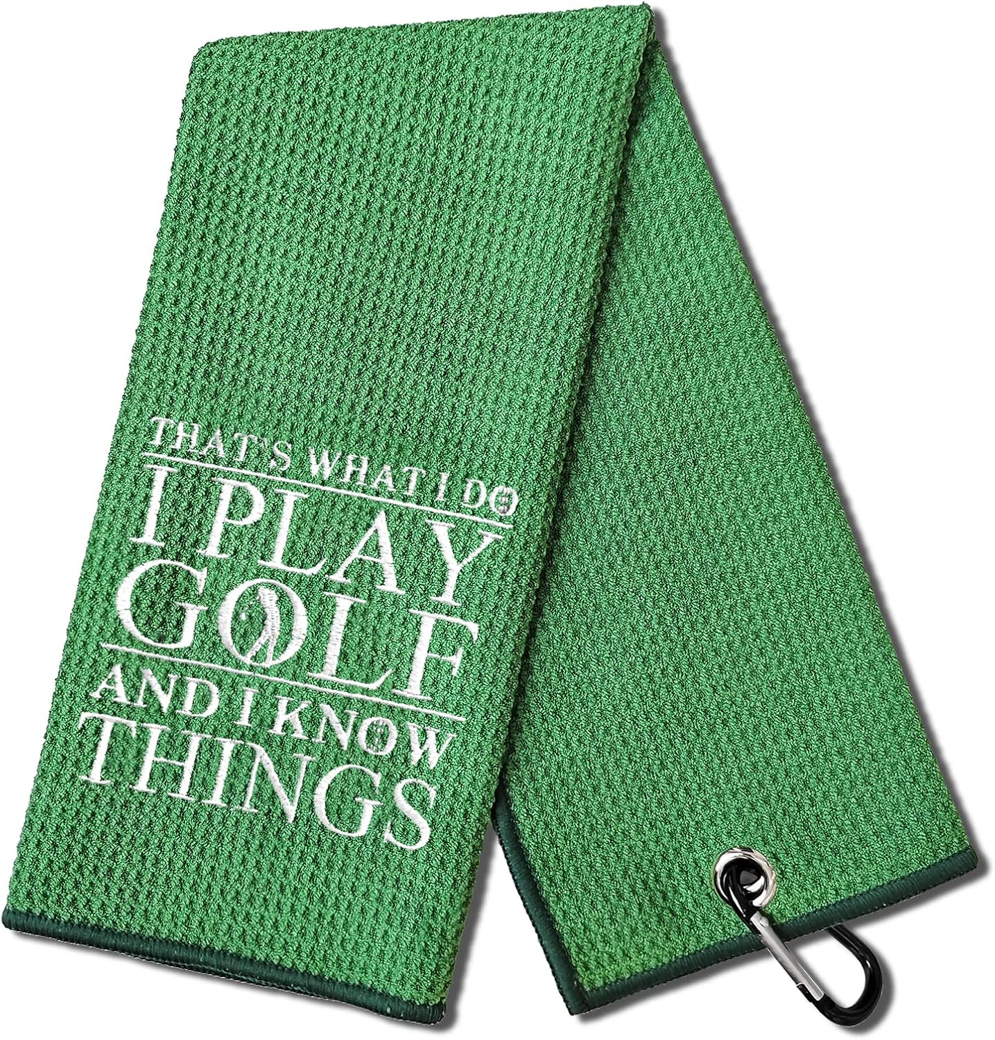 DYJYBMY 'That's What I Do' Golf Towel - Embroidered Green Towel for Golf Bags with Clip, Gift for Men, Birthday Gift for Golf Fans, Retired Coworker