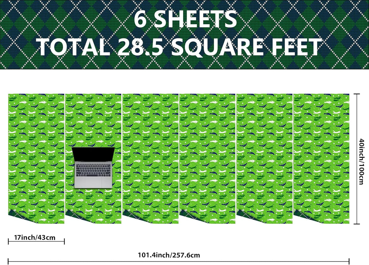 Altarho Golf Wrapping Paper Roll for Boys Women Men - Green Golf and Textile Print Plaid Design Sports Gift Wrap Sheets for Birthday Father's Day Team Party Supplies Total 28.5sq.ft