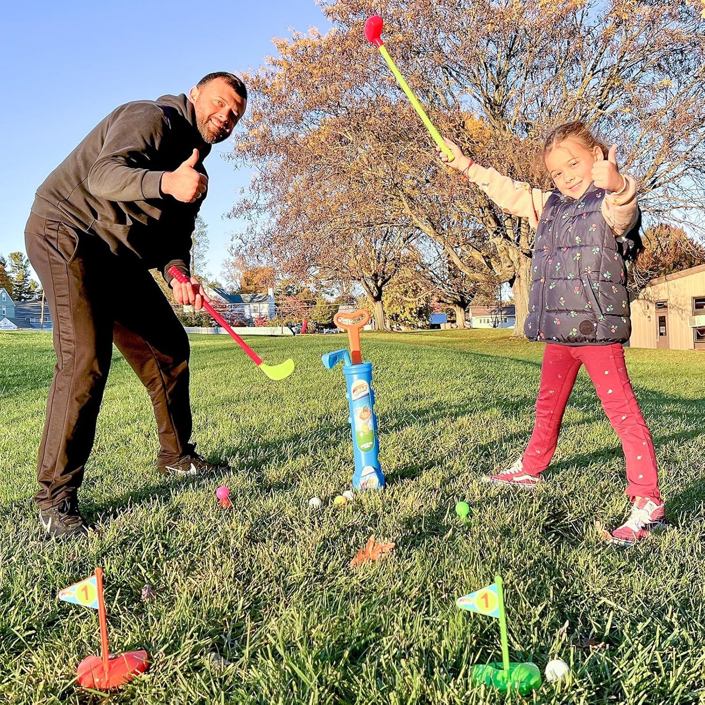 Liberry Kids Golf Clubs Set, Golf Toy with 1 Golf Cart, 3 Golf Clubs, 2 Practice Holes, 2 Golf Tees & 6 Balls, Indoor Outdoor Sports Toy Gift for Boys Girls Ages 1 2 3 4 5