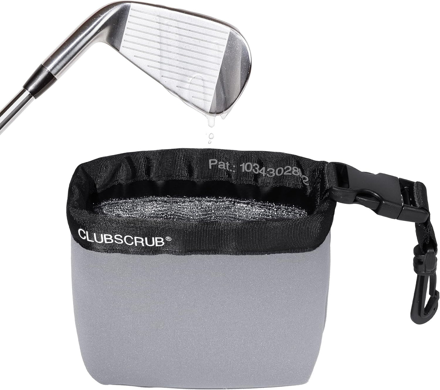 Club Scrub Golf Club and Golf Ball Cleaning Bag, Waterproof Clean Face Technology Liner, Detachable Clip, Machine Washable, Cleans Club Grooves, Dry Exterior (Neoprene or Microfiber Option Available)