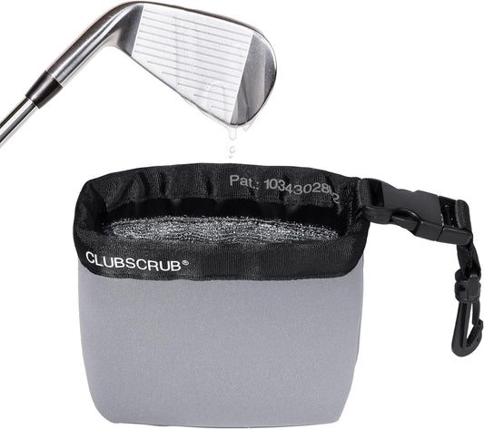 Club Scrub Golf Club and Golf Ball Cleaning Bag, Waterproof Clean Face Technology Liner, Detachable Clip, Machine Washable, Cleans Club Grooves, Dry Exterior (Neoprene or Microfiber Option Available)