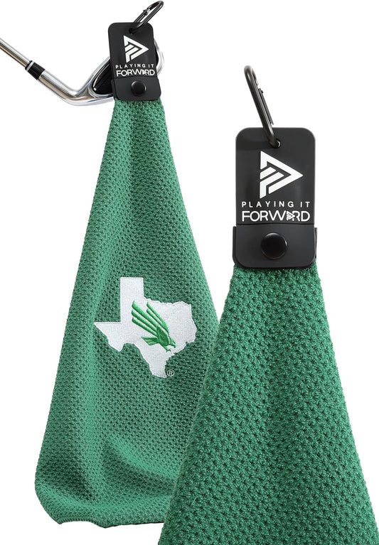 Magnetic Golf Towels for Golf Bags with Clip & Ultra Strong Magnet - Waffle Weave Microfiber Towel for Secure Hold on Bags & Carts - Ideal Club Cleaner & Accessories - Mean Green