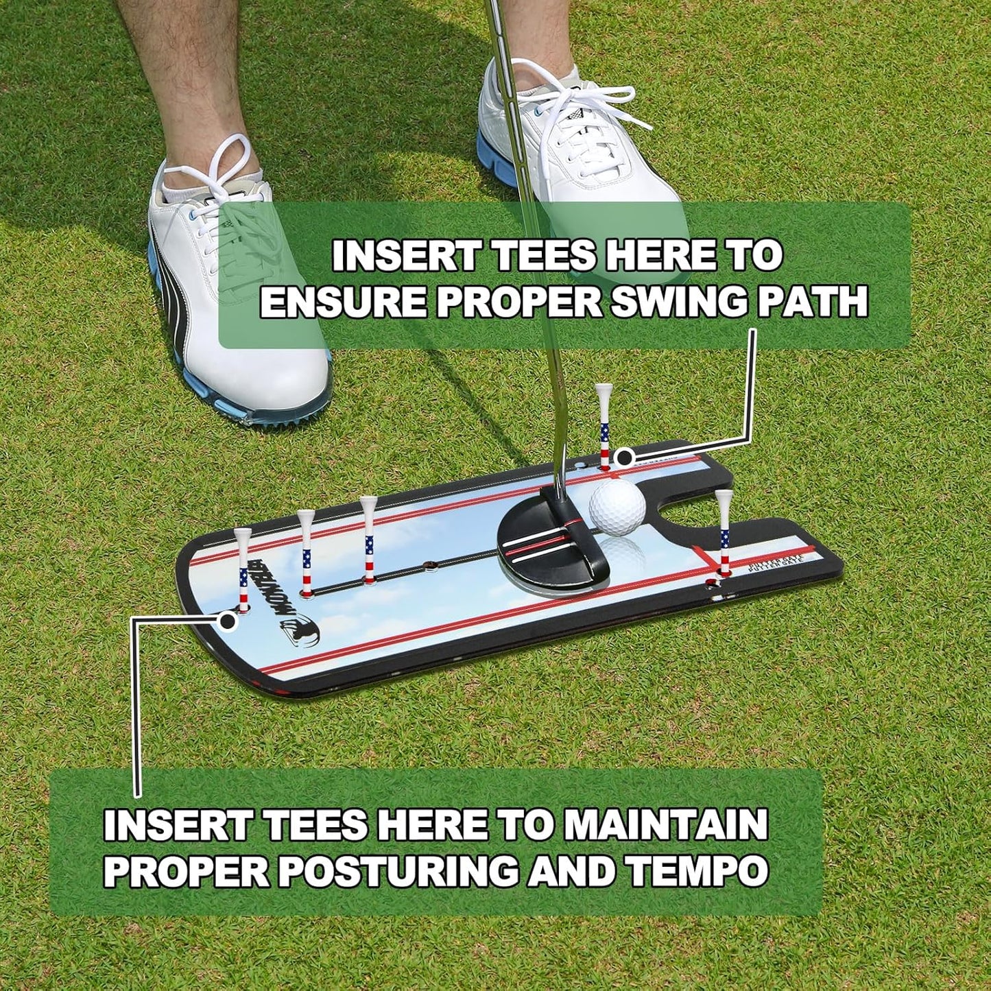 Montela Golf Putting Mirror, Putting Mirror Training Aid for Golf, Portable Training Aid, Golf Putting Alignment Mirror Practice Putting Trainer for Beginner Golfing Equipment and Accessories