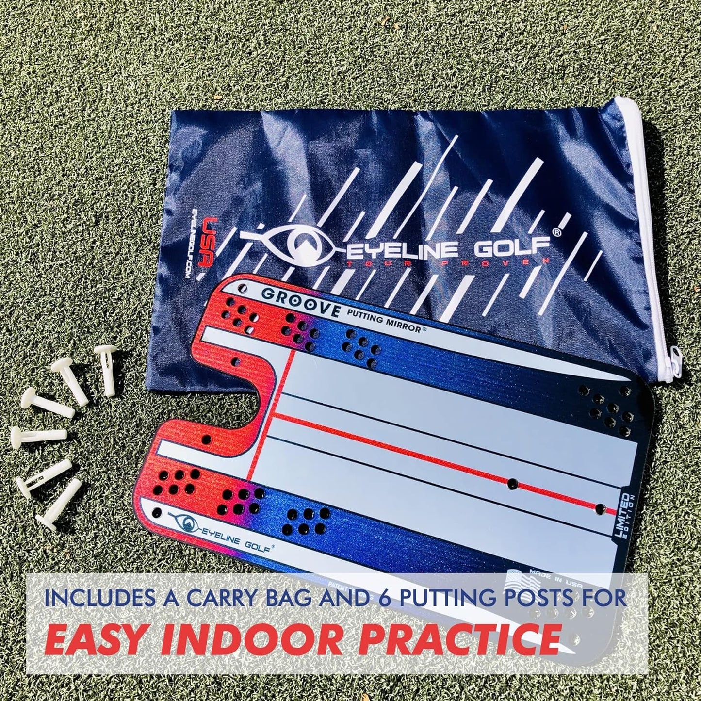 EyeLine Golf Putting Mirror - Alignment Training Aid Used by Top Tour Pros for Consistent Setup, Checks Eyes-Shoulders-Putter Face for Improved Accuracy, Indoor-Outdoor Practice