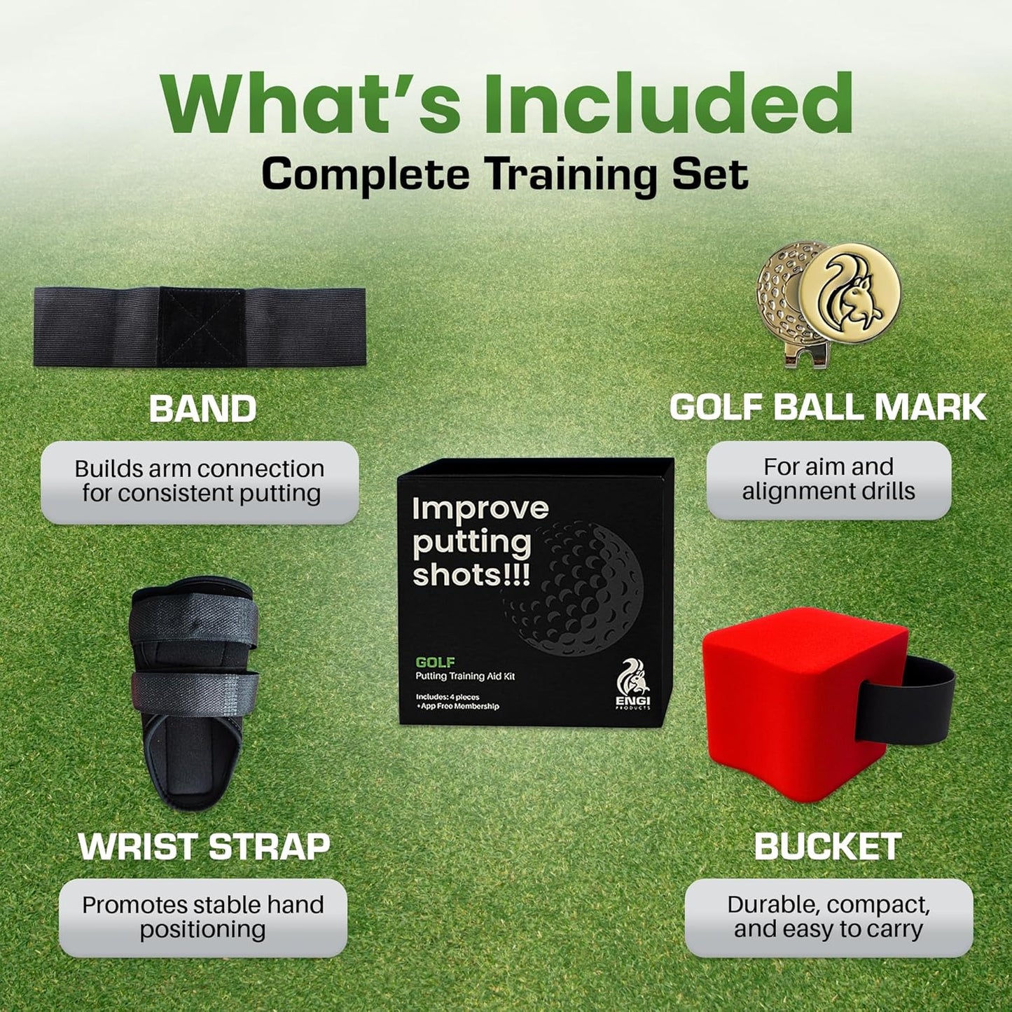 ENGI Golf Training Aid Kit to Improve Posture, Accuracy & Wrist Angle - Includes Golf Wrist Training Aid and Golf Swing Training Aid