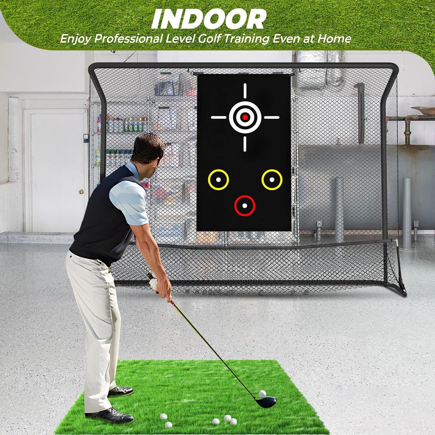 GCCSJ Golf Practice Net(10x7.5ft), Golf Hitting Net, Hitting Net with Target Cloth for Indoor or Outdoor Use, Heavy Duty with Carry Bag, Nets for Backyard