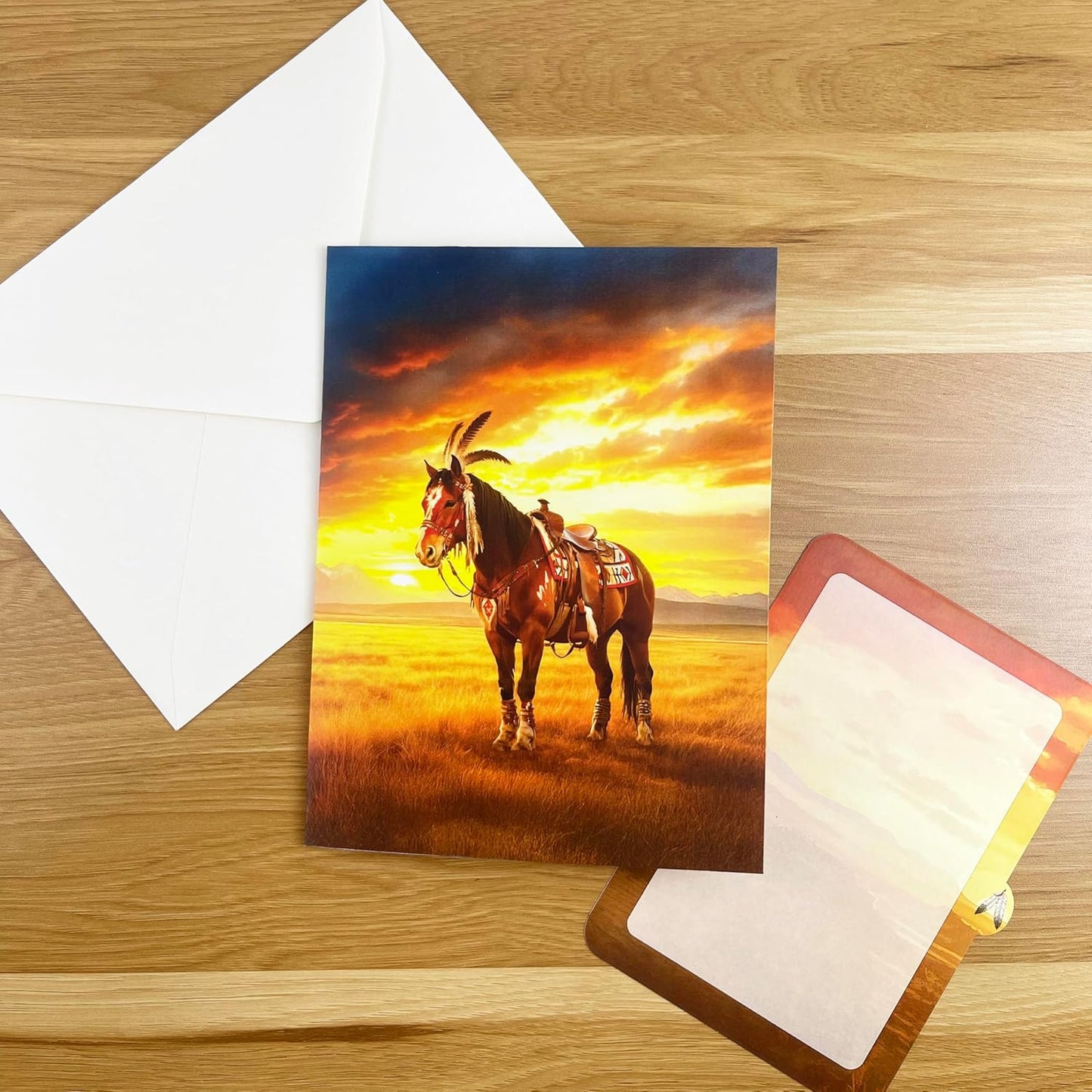 3D Native American Horse Pop-Up Card – Handmade Cultural Paper Art for Birthday, Anniversary, Christmas, Father’s Day – Unique Gift for Him, Her, Dad, Horse Lovers, Western & Native Art Fans