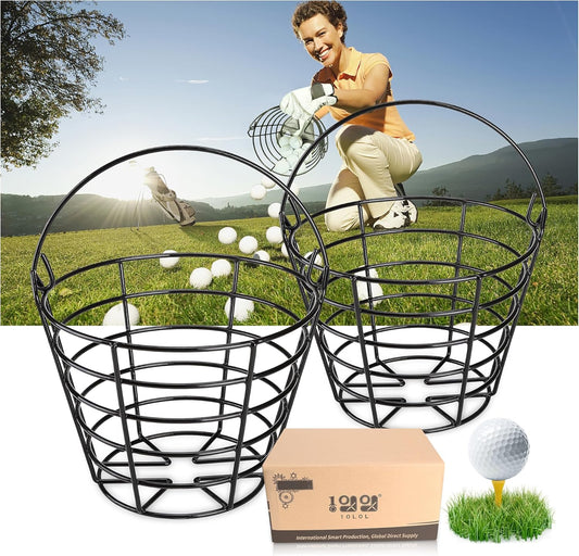 10L0L Golf Basket-Golf Bucket Suitable for Golf Practise & Competition Anti-Rust, Portable Golf Ball Basket (2 Pack)