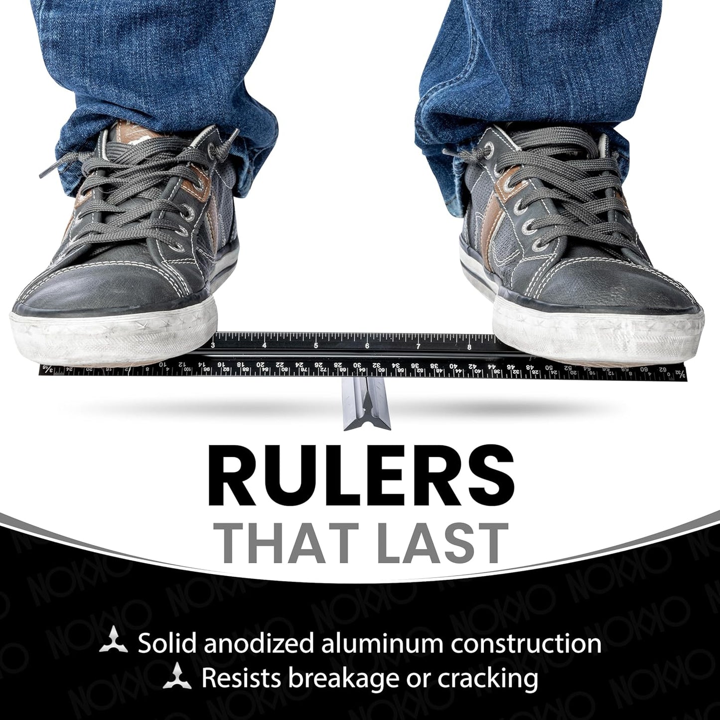 NOKKO 12 Inch Architectural and Engineering Scale Ruler Set - Professional Architect and Engineer Scale Rulers for Drafting, Architects, Engineers, Construction, Students, Metal Ruler 12 Inch Included