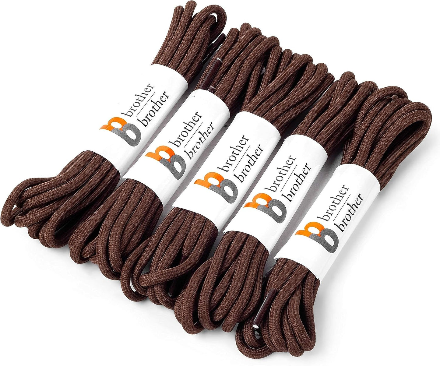 BB BROTHER BROTHER Boot Laces (5 Pairs) of Heavy Duty and Durable Round Shoelaces for Work, Hiking and Walking Boots