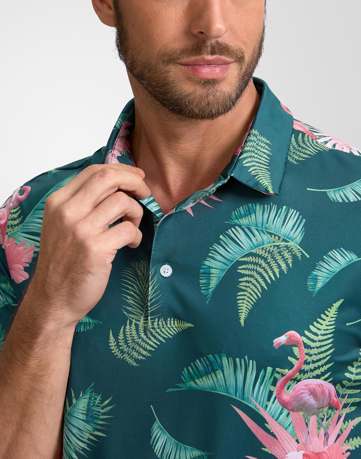 Obla Mens Golf Polo Shirts Short Sleeve Dry Fit Performance Moisture Wicking Casual Print Collared Golf Shirts for Men